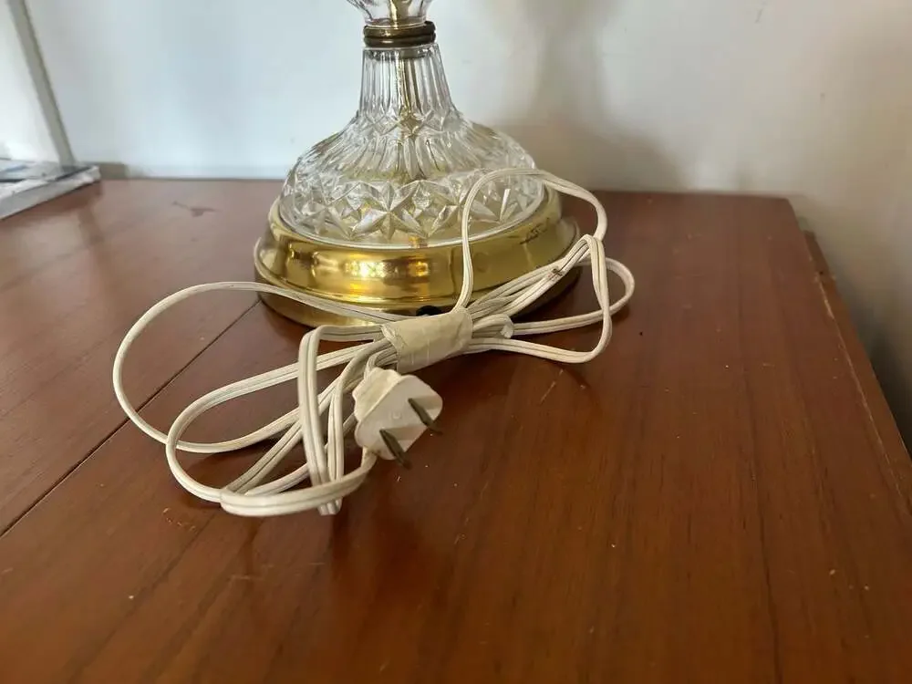 Vintage Cut Crystal Pineapple Design Table Lamp with Brass Base